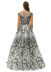 Black Gray Maxi Formal Prom Gala Evening Dress EN4511